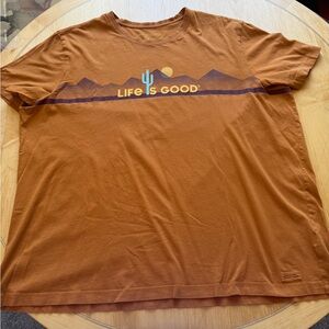 Life Is Good Crusher Lite T Shirt Mens XXXL Brown Desert Graphic Cactus